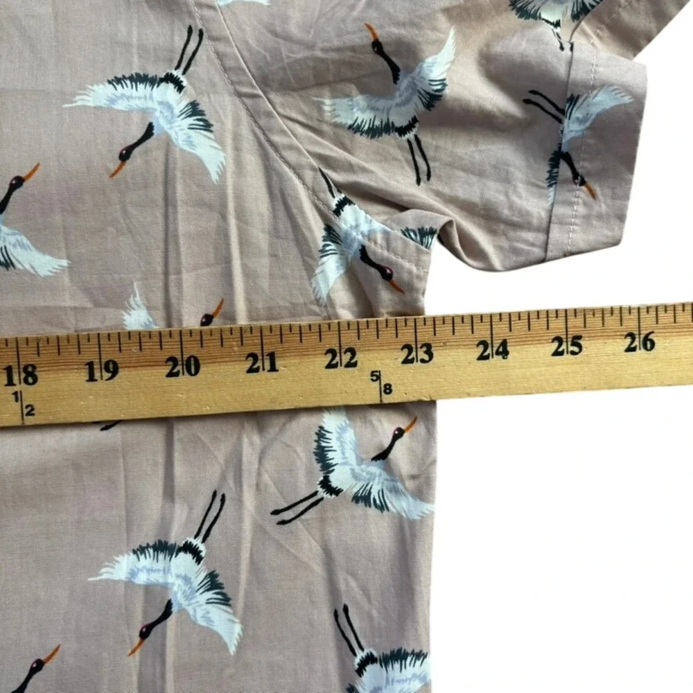 Cactus Man Ricky Singh AOP Button Up‎ Sz XL Beige Flying Crane Preppy Casual